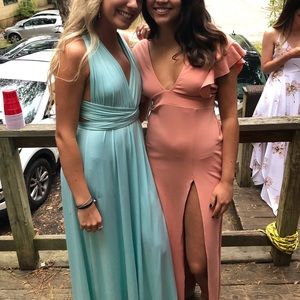 long baby blue dress